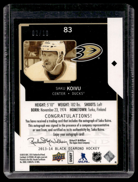 2013-14 Upper Deck Black Diamond - Emerald - Saku Koivu #83 /10
