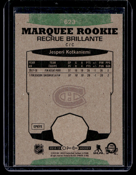 2018-19 Upper Deck - O-Pee-Chee Retro Update Jesperi Kotkaniemi #623 RY