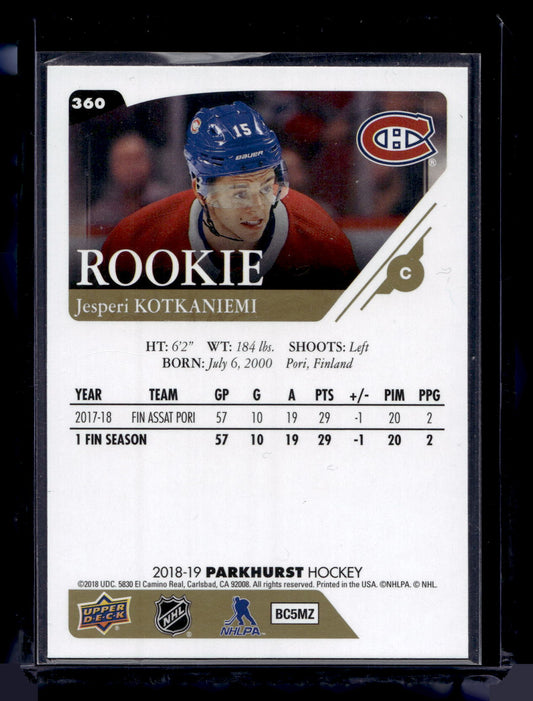 2018-19 Upper Deck Parkhurst Jesperi Kotkaniemi #360 RC