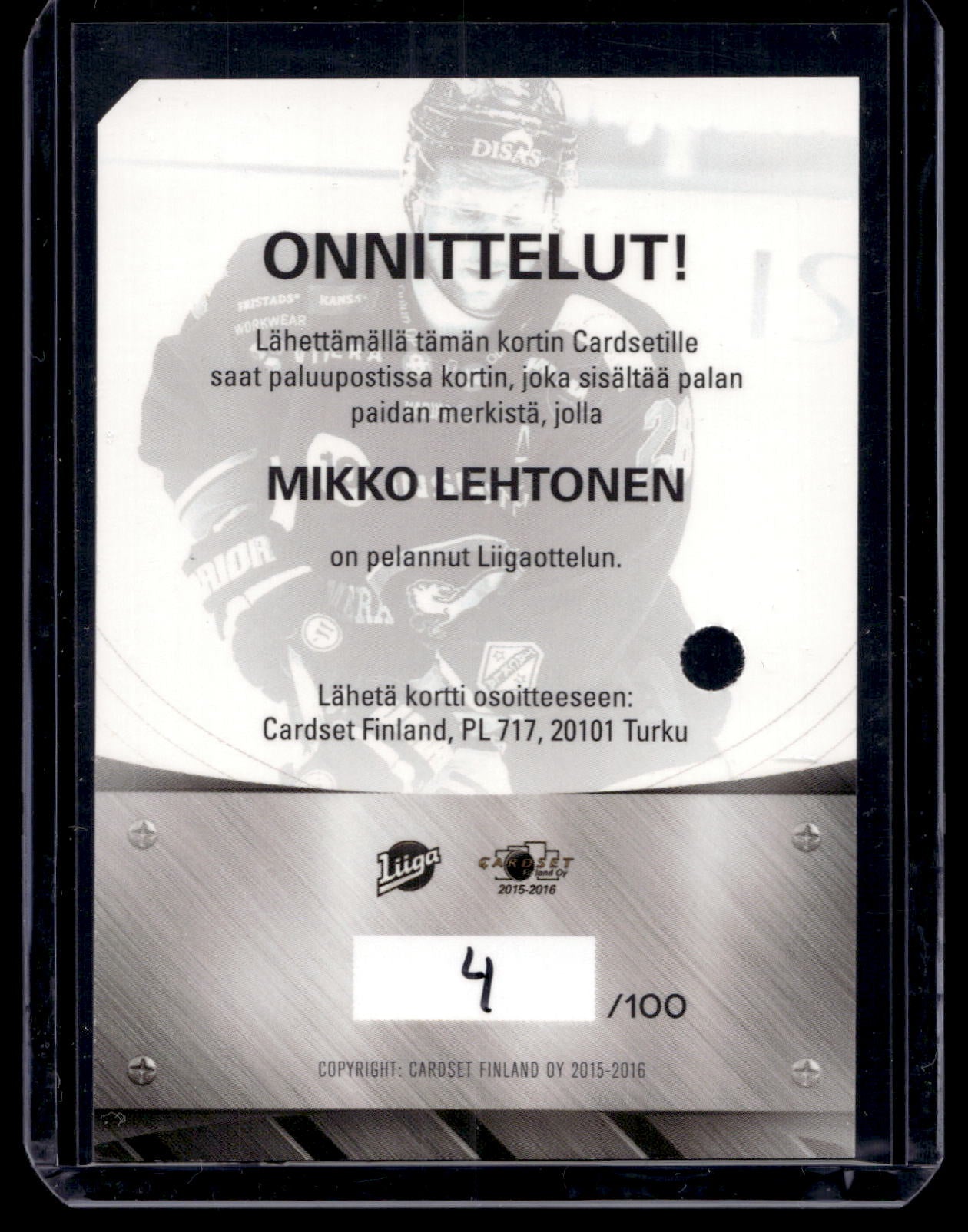 2015-16 Cardset - Patch - Mikko Lehtonen /100