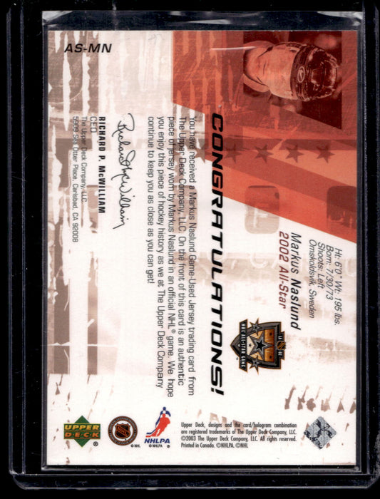 2002-03 Upper Deck - All-Star Performers Mats Naslund #AS-MN