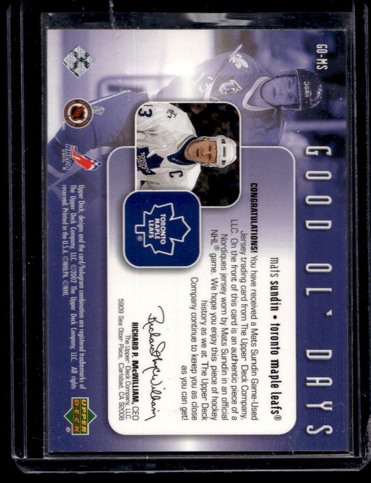 2002-03 Upper Deck - Good Ol' Days Mats Sundin #GO-MS