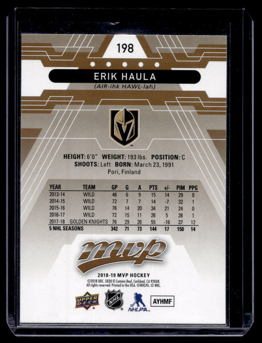 2018-19 Upper Deck MVP - Erik Haula #198