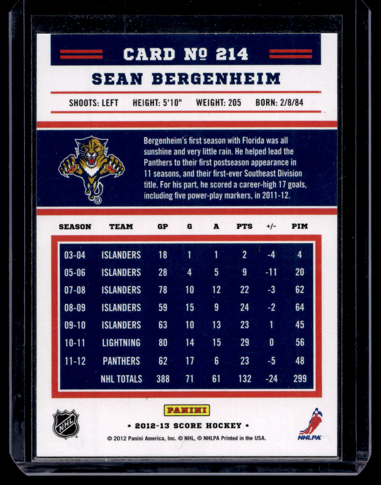 2012-13 Score - Sean Bergenheim #214