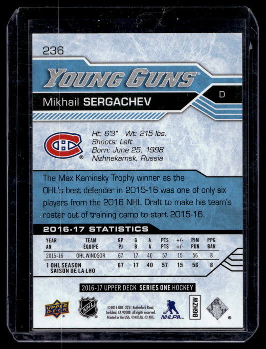 2016-17 Upper Deck - Young Guns - Mikhail Sergachev #236 RC