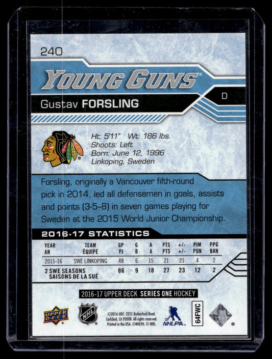 2016-17 Upper Deck - Young Guns - Gustav Forsling #240 RC