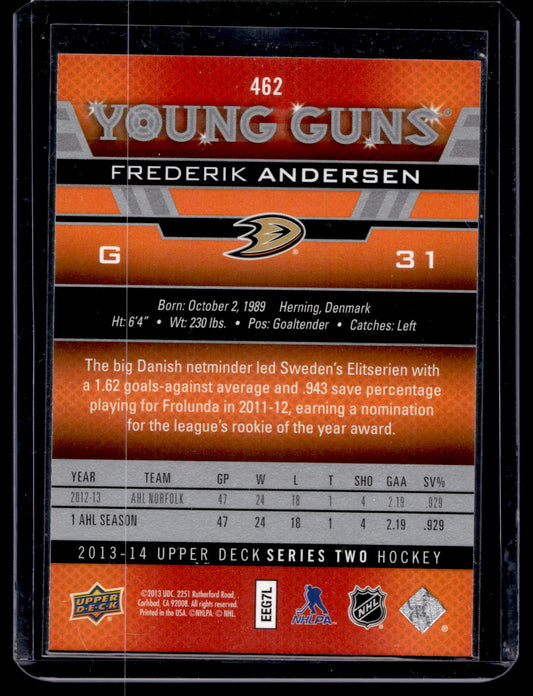 2013-14 Upper Deck - Young Guns - Fredrik Andersen #462 RC