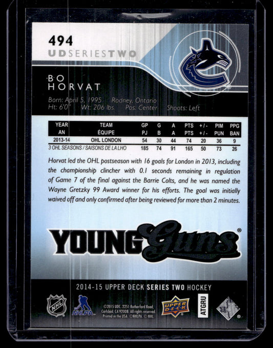 2014-15 Upper Deck - Young Guns - Bo Horvat #494 RC