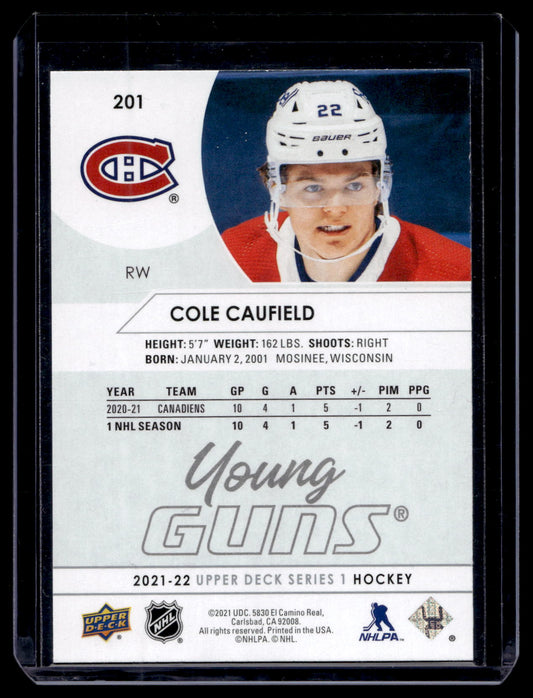 2021-22 Upper Deck - Young Guns - Cole Caufield #201 RC