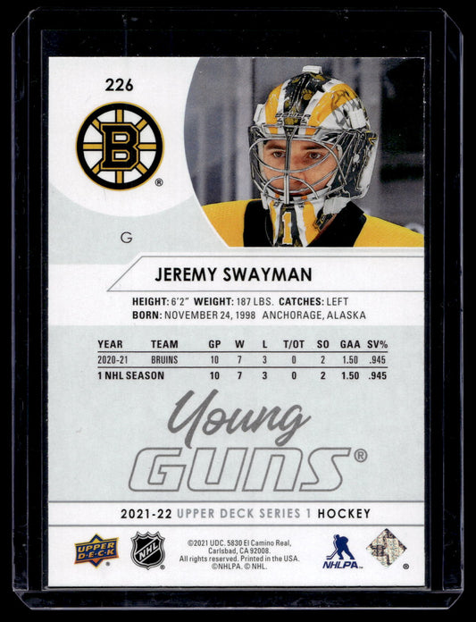 2021-22 Upper Deck - Young Guns - Jeremy Swayman #226 RC