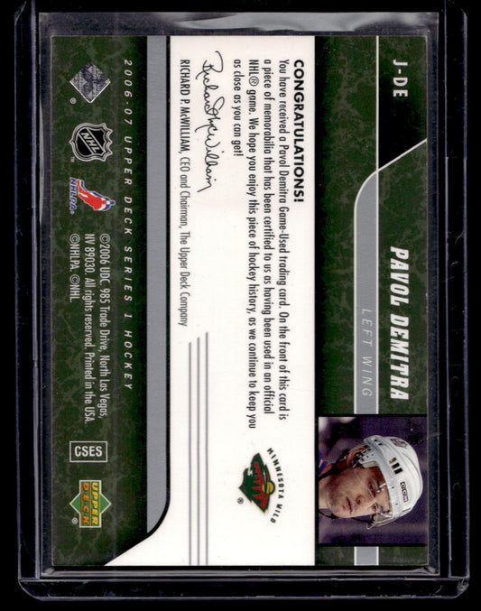 2006-07 Upper Deck - UD Game Jersey Pavol Demitra #J-DE