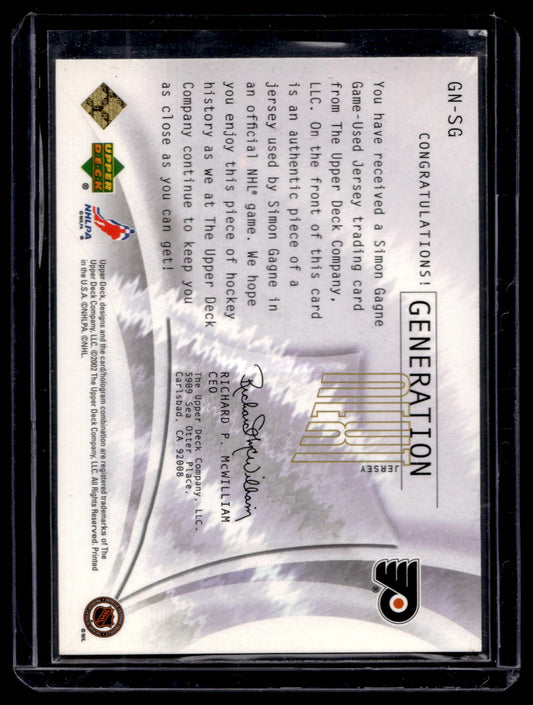 2001-02 Upper Deck - Generation Next Jerseys Simon Gagne #GN-SG