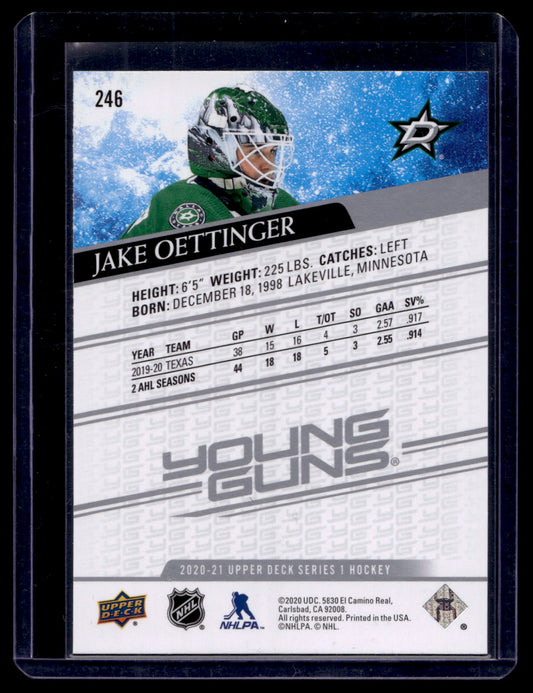 2020-21 Upper Deck - Young Guns - Jake Oettinger #246 RC