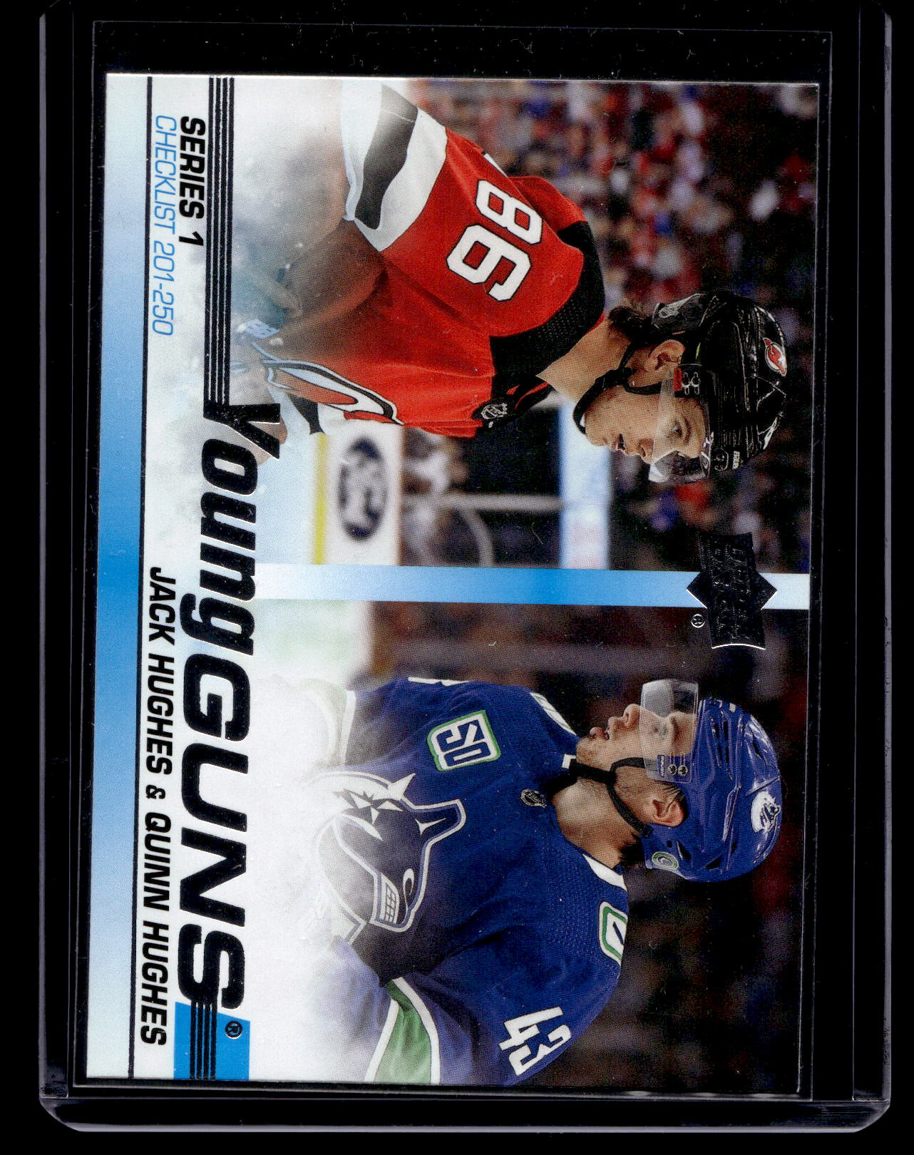 2019-20 Upper Deck - Young Guns Checklist - Jack Hughes / Quinn Hughes #250 RC