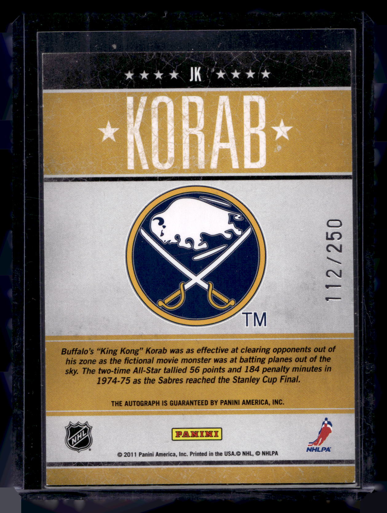 2010-11 Panini Pinnacle - Tough Times Autographs - Jerry Korab #JK /250