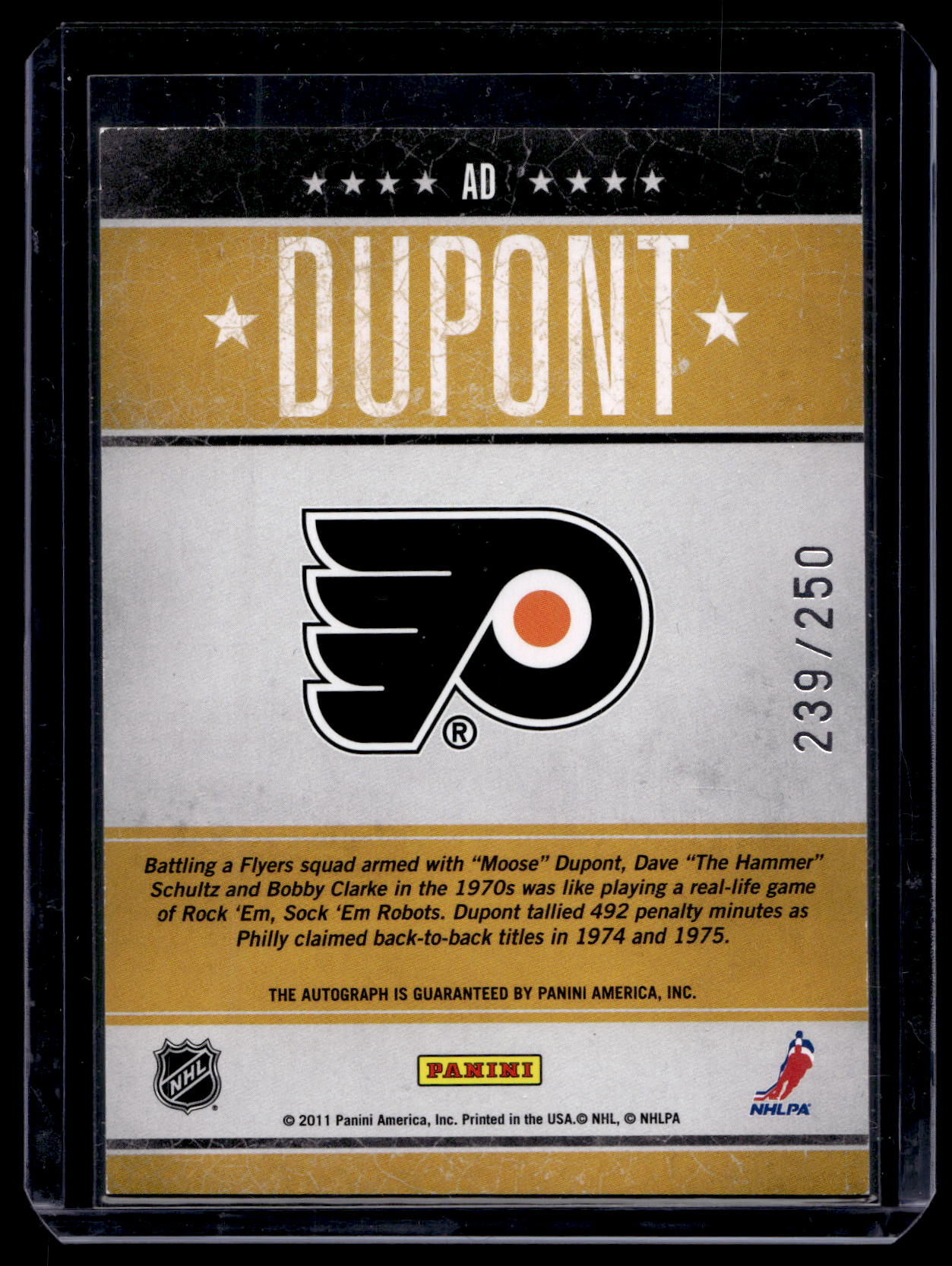 2010-11 Panini Pinnacle - Tough Times Autographs - Andre Dupont #AD /250
