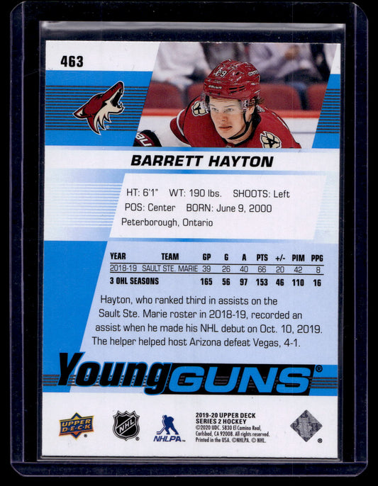 2019-20 Upper Deck - Young Guns - Barrett Hayton #463 RC