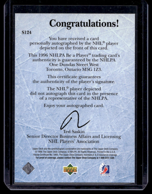 1995-96 Upper Deck Be a Player - Autographs - Tom Barrasso #S124