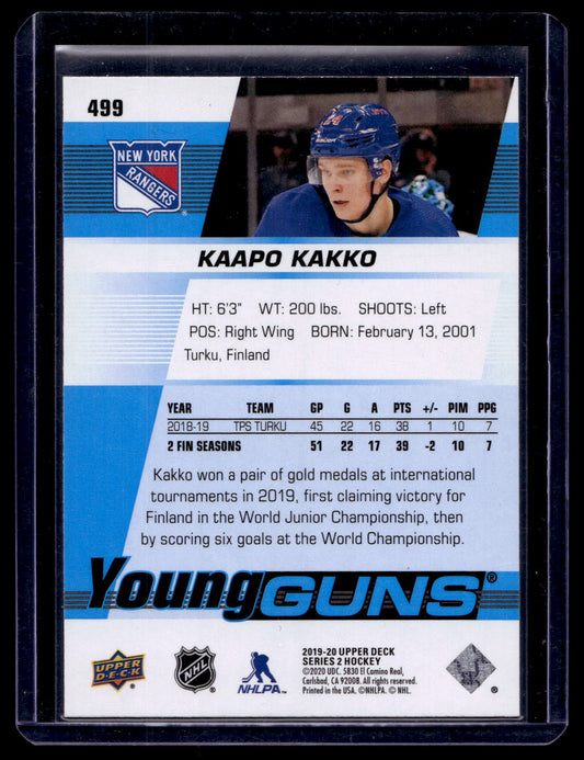 2019-20 Upper Deck - Young Guns - Kaapo Kakko #499 RC