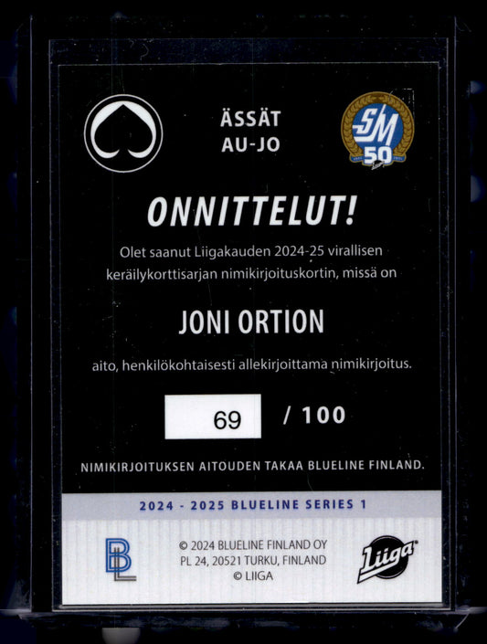 2024-25 Blueline Signature Silver - Joni Ortio #AU-JO /100