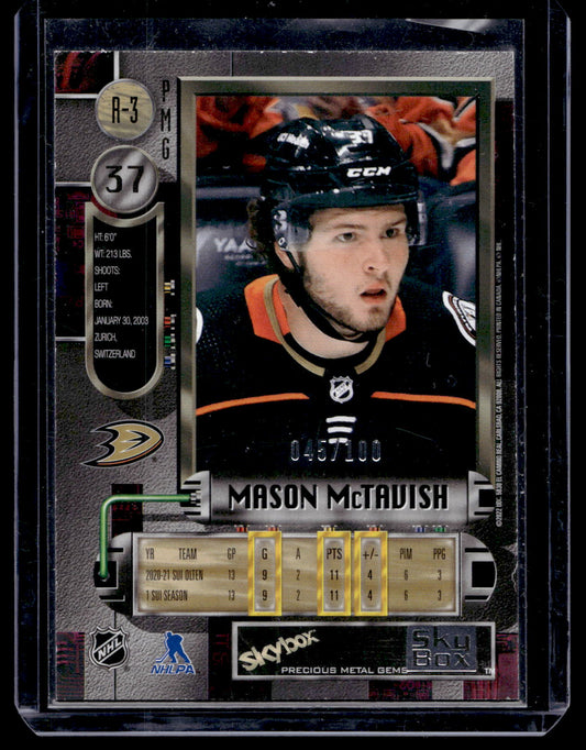 2021-22 Skybox Metal Universe - 1997-98 Retro - Precious Metal Gems Red - Mason McTavish #R-3 /100 RY