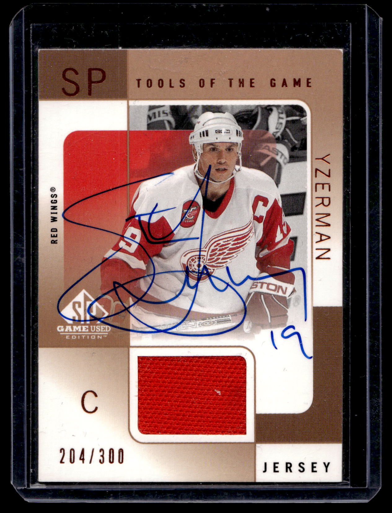 2000-01 Upper Deck SP Game Used Edition - Tools of the Game - Bronze Autographs Steve Yzerman #A-SY /300
