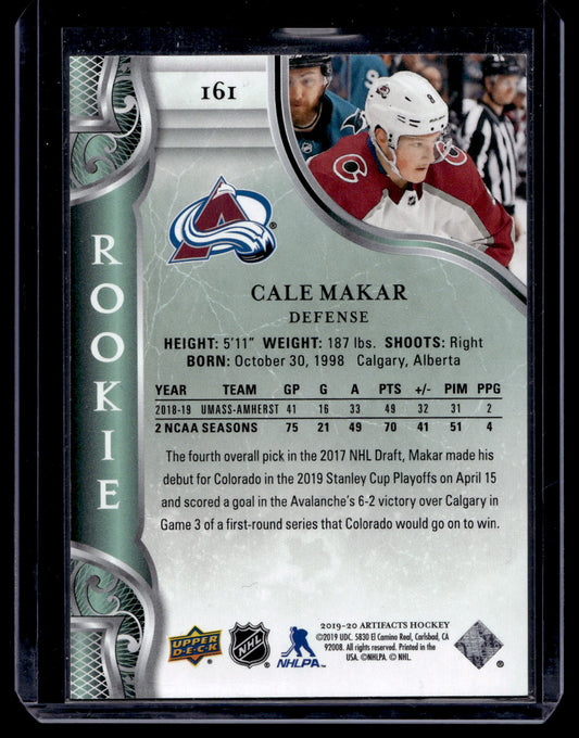 2019-20 Upper Deck Artifacts  - Purple Rookies - Cale Makar #161 /20 RC