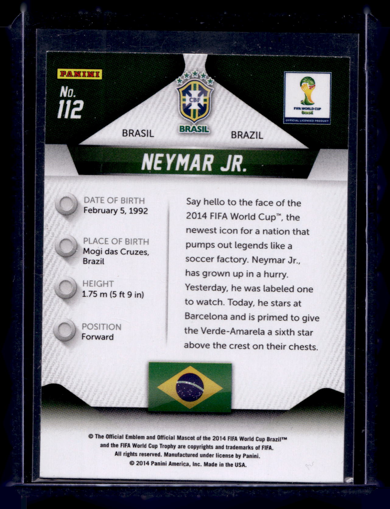 2014 Panini Prizm World Cup - Neymar Jr. #112