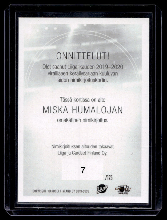 2019-20 Cardset Signature - Miska Humaloja /125