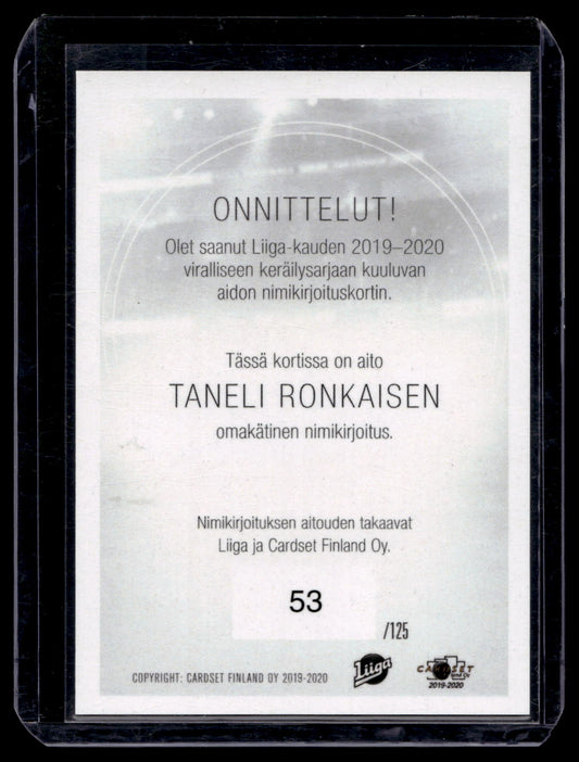 2019-20 Cardset Signature - Taneli Ronkainen /125