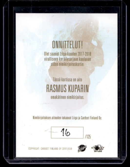 2017-18 Cardset Signature - Rasmus Kupari /125