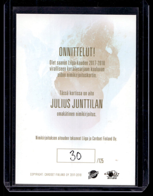 2017-18 Cardset Signature - Julius Junttila /125