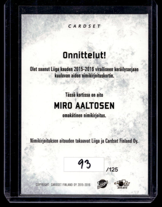 2015-16 Cardset Signature - Miro Aaltonen /125