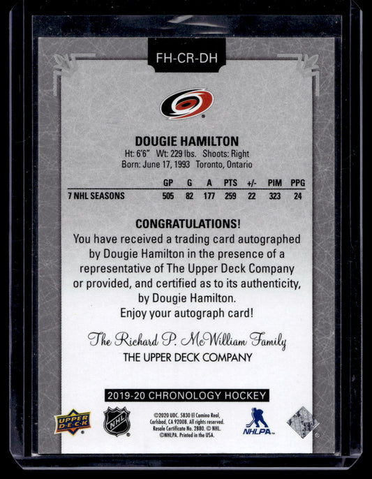 2019-20 Upper Deck Chronology - Franchise History Autographs - Dougie Hamilton #FH-CR-DH