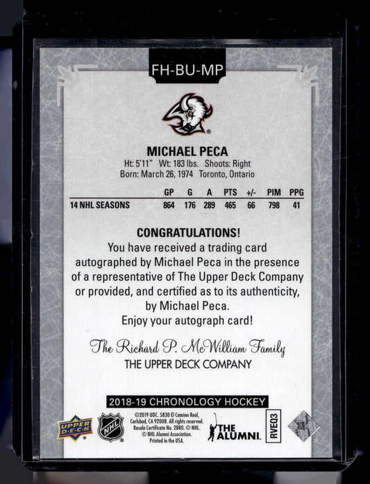 2018-19 Upper Deck Chronology - Franchise History Autographs - Michael Peca #FH-BU-MP