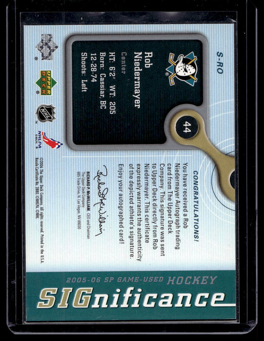 2005-06 SP Game Used Edition - SIGnificance - Rob Niedermayer #S-RO /100