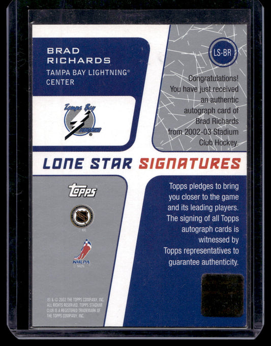 2002-03 Topps Stadium Club - Lone Star Signatures Blue - Brad Richards #LS-BR