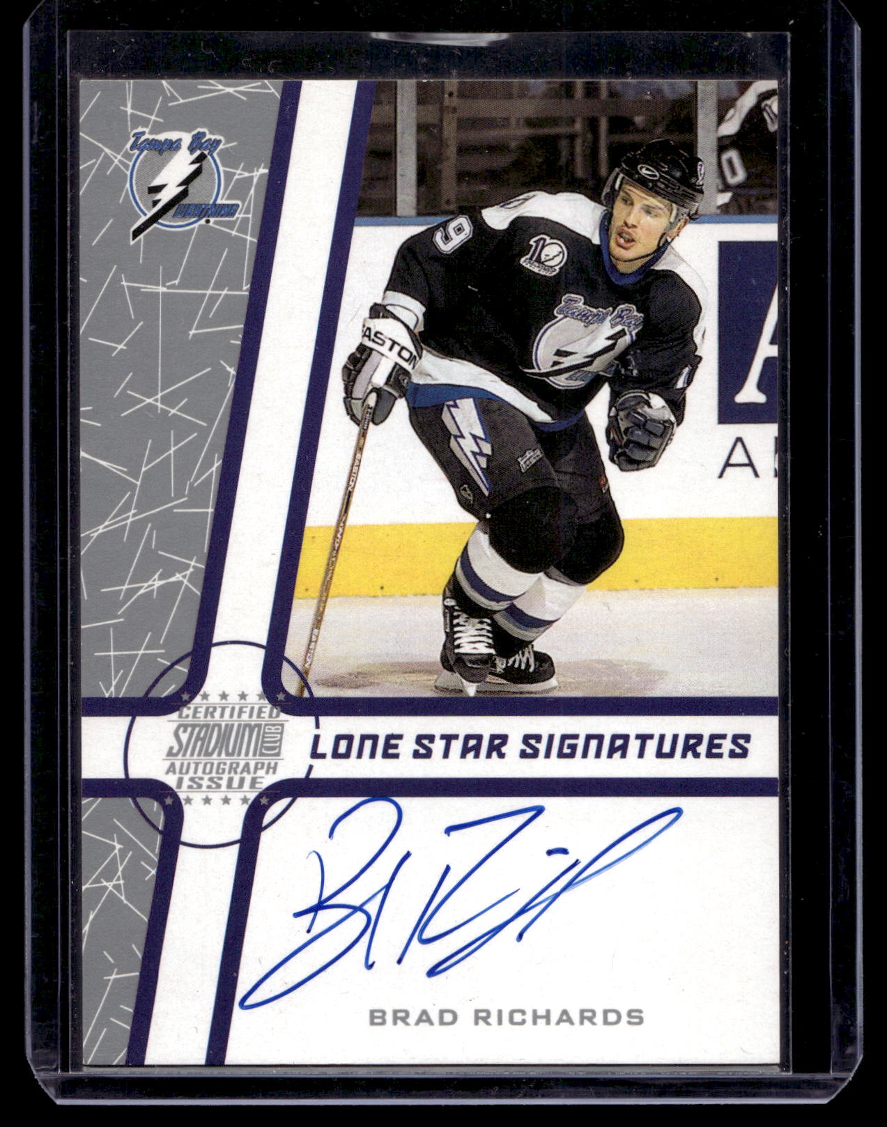 2002-03 Topps Stadium Club - Lone Star Signatures Blue - Brad Richards #LS-BR
