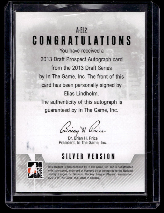 2013 In the Game Draft Prospects - Autographs - Silver - Elias Lindholm #A-EL2