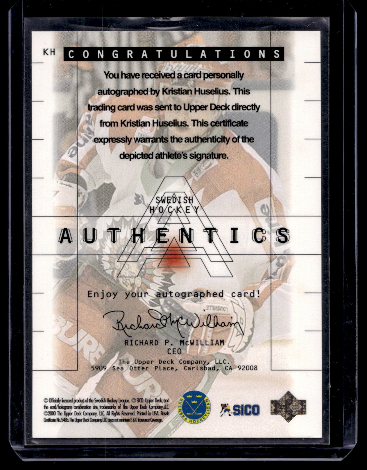 1999-00 Upper Deck Swedish - Authentics Autographs - Kristian Huselius #KH