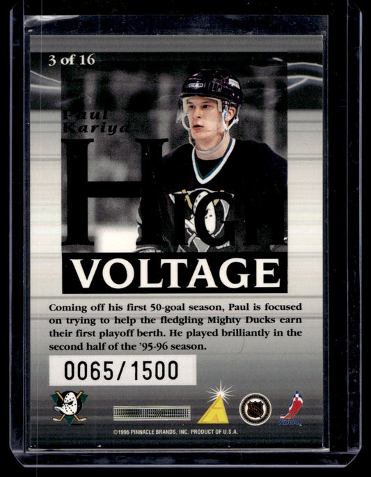 1996-97 Pinnacle Summit - High Voltage - Paul Kariya #3 /1500