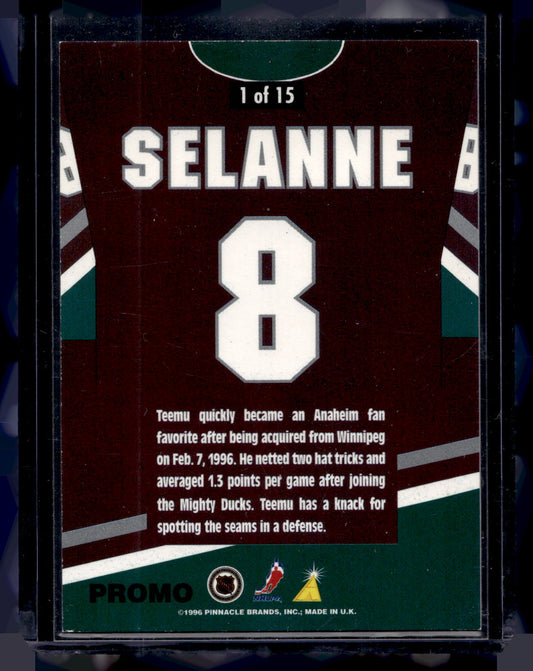 1996-97 Pinnacle - By the Numbers Promo - Teemu Selanne #1