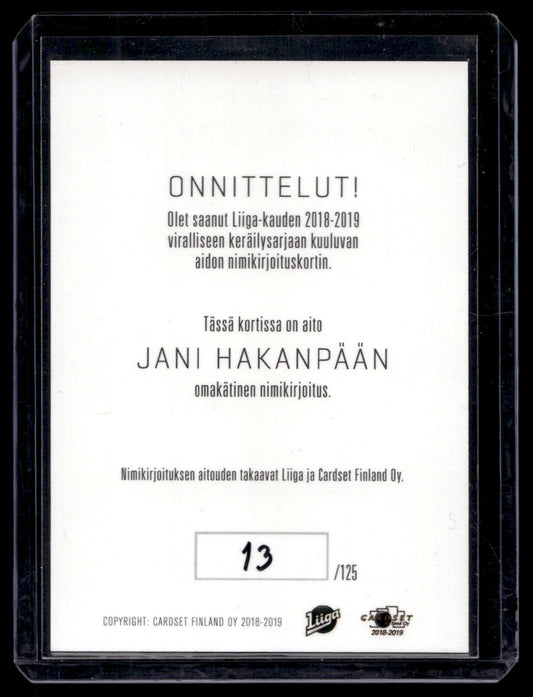 2018-19 Cardset Signature Platinum Edition - Jani Hakanpaa /125