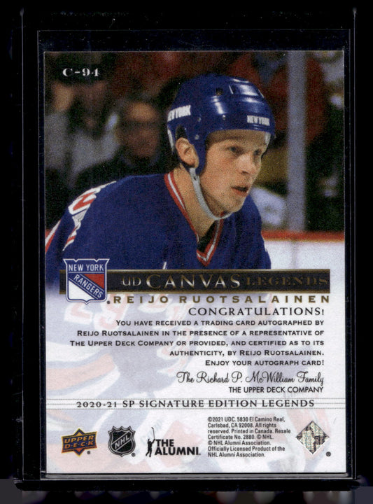 2020-21 Upper Deck SP Signature Edition Legends - UD Canvas Legends - Autographs - Reijo Ruotsalainen #C-94
