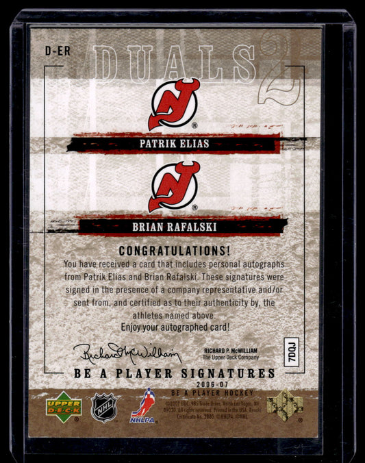 2006-07 Upper Deck Be a Player - Signatures Duals - Patrik Elias / Brian Rafalski #D-ER