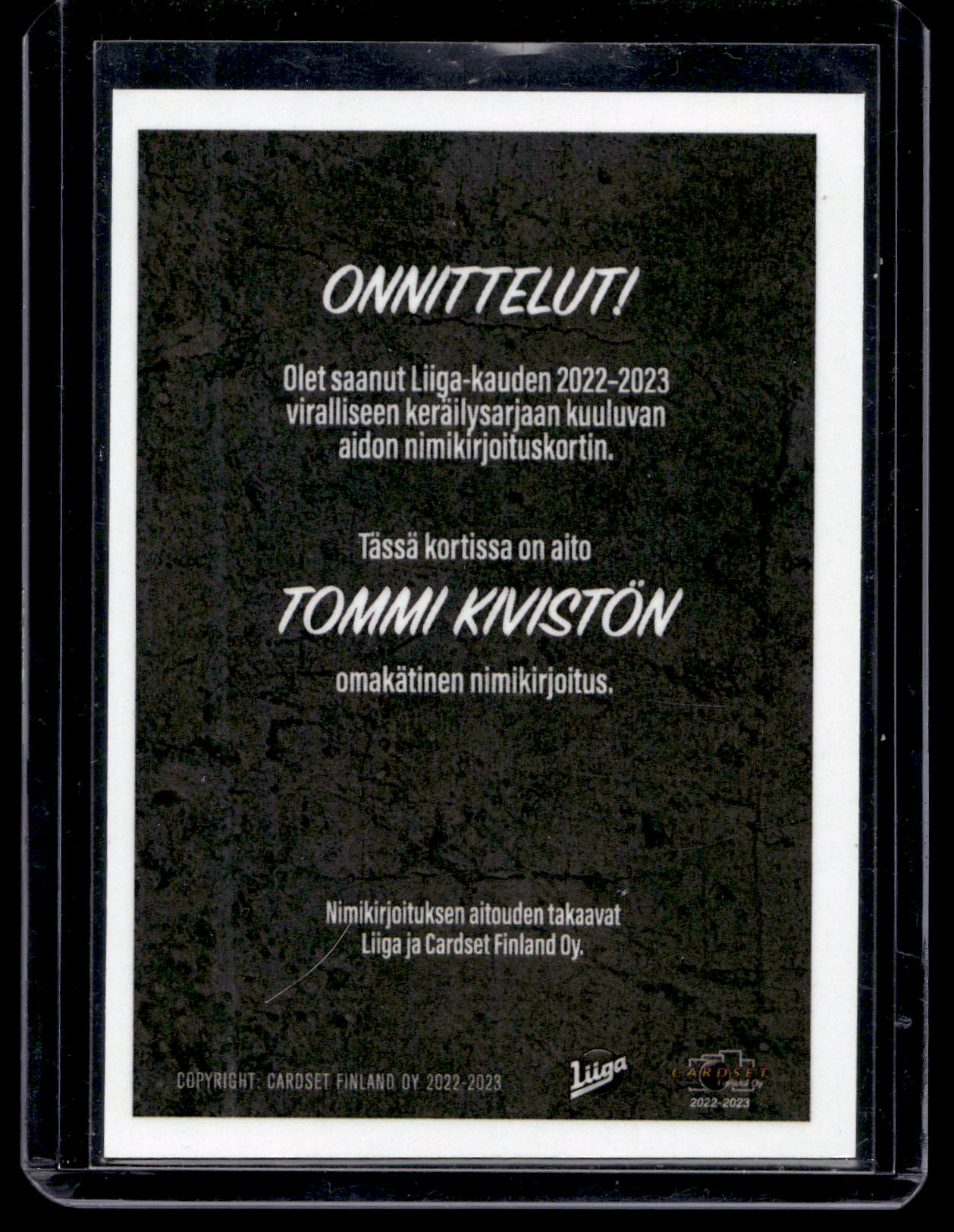 2022-23 Cardset Signature Limited Edition - Tommi Kivistö /40