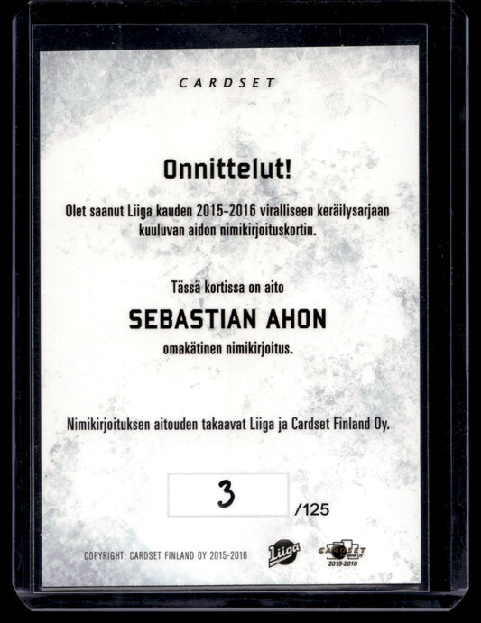 2015-16 Cardset Signature - Sebastian Aho /125
