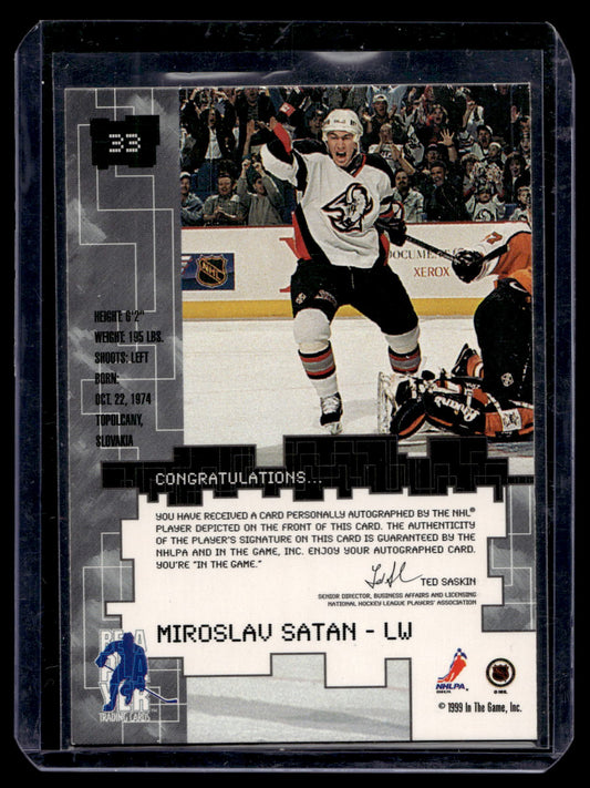 1999-00 In the Game Be A Player Millennium Signature Series - Autographs - Miroslav Satan #33