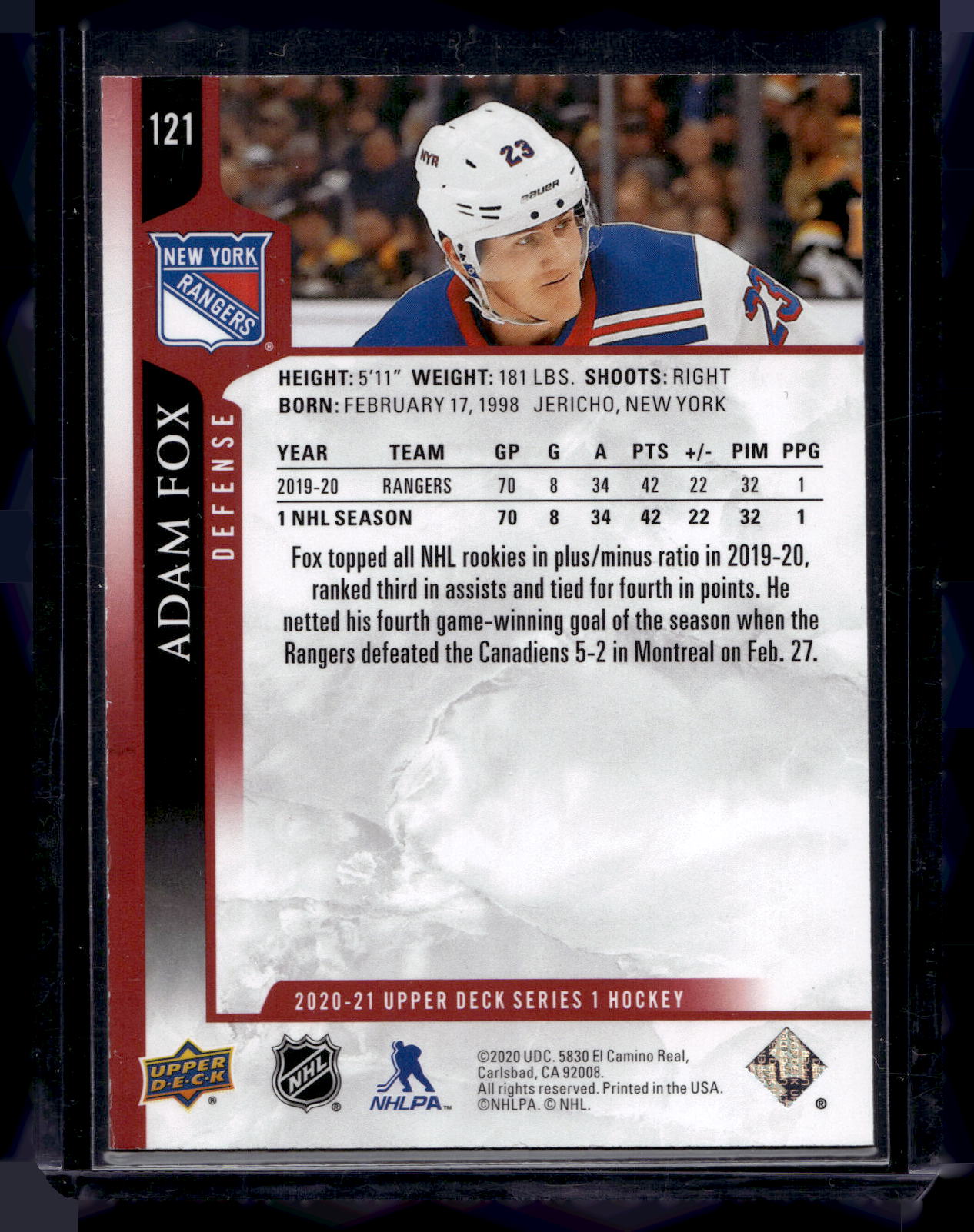 2020-21 Upper Deck - UD Exclusives - Adam Fox #121 /100