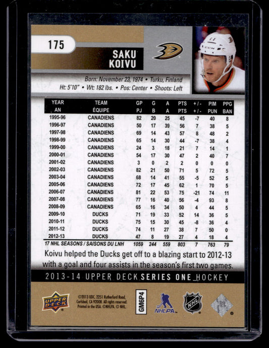 2013-14 Upper Deck - High Gloss - Saku Koivu #175 /10